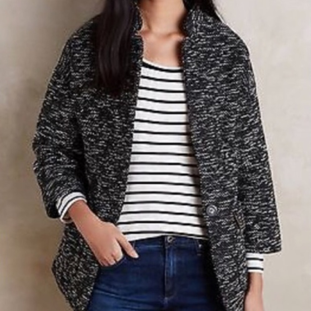elevenses Black & White Marled Knit Blazer Jacket
